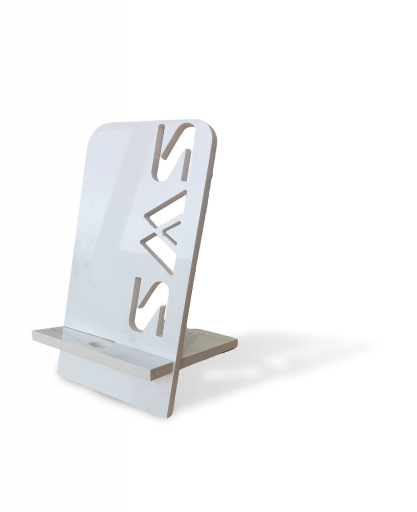 support de téléphone en céramique, réalisé avec machine de découpe waterjet
